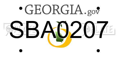 SBA0207 Georgia License Plate