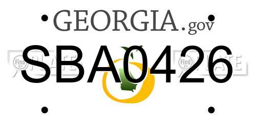 SBA0426 Georgia License Plate