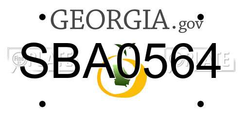 SBA0564 Georgia License Plate