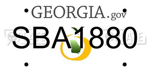 SBA1880 Georgia License Plate