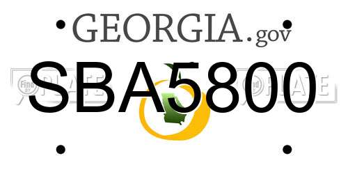 SBA5800 Georgia License Plate