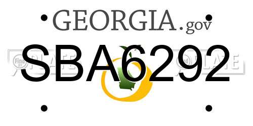 SBA6292 Georgia License Plate