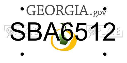 SBA6512 Georgia License Plate