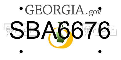 SBA6676 Georgia License Plate