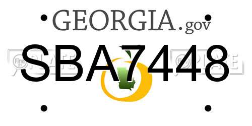 SBA7448 Georgia License Plate
