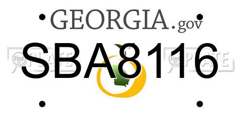 SBA8116 Georgia License Plate