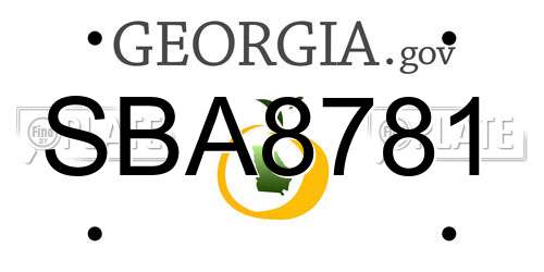 SBA8781 Georgia License Plate