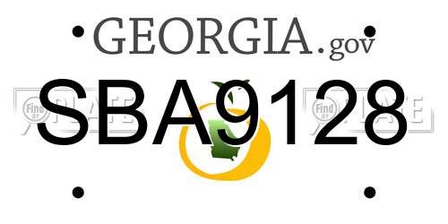 SBA9128 Georgia License Plate