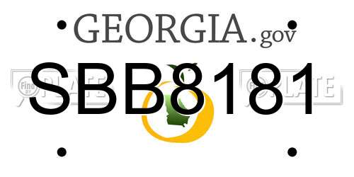SBB8181 Georgia License Plate