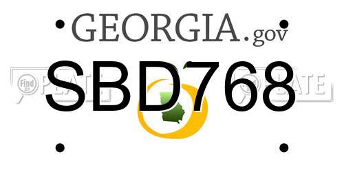 SBD768 Georgia License Plate
