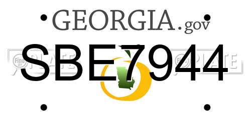 SBE7944 Georgia License Plate