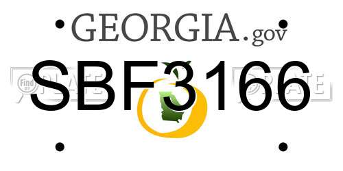 SBF3166 Georgia License Plate