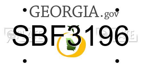 SBF3196 Georgia License Plate