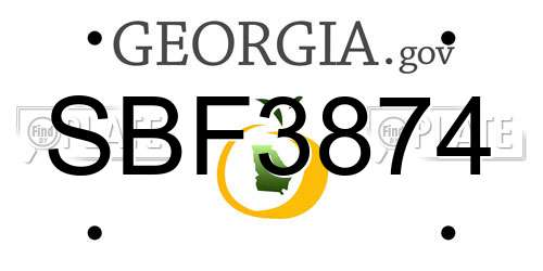 SBF3874 Georgia License Plate