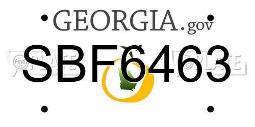 SBF6463 Georgia License Plate