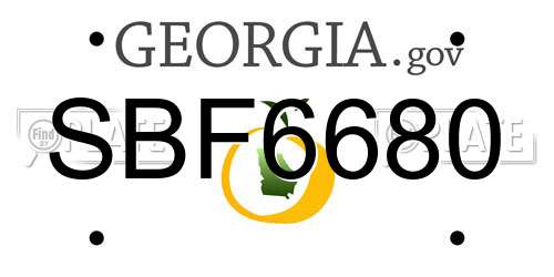 SBF6680 Georgia License Plate