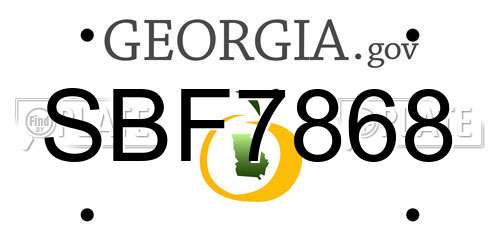 SBF7868 Georgia License Plate