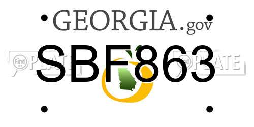 SBF863 Georgia License Plate
