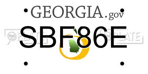 SBF86E Georgia License Plate