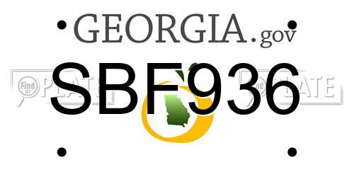 SBF936 Georgia License Plate