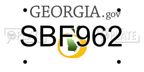 SBF962 Georgia License Plate