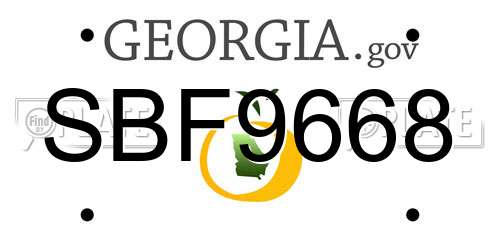 SBF9668 Georgia License Plate