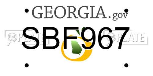 SBF967 Georgia License Plate