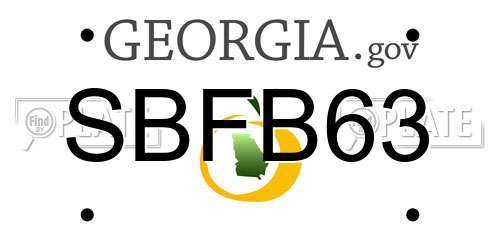 SBFB63 Georgia License Plate