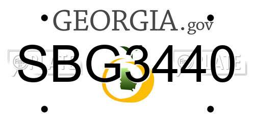 SBG3440 Georgia License Plate