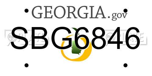 SBG6846 Georgia License Plate