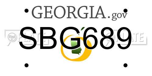 SBG689 Georgia License Plate