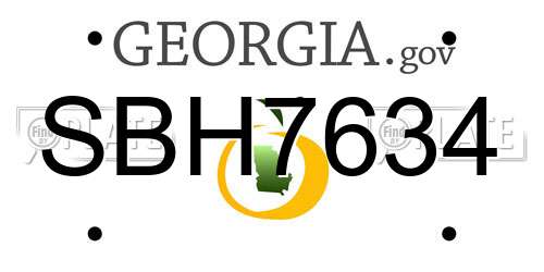 SBH7634 Georgia License Plate