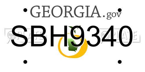 SBH9340 Georgia License Plate