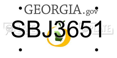 SBJ3651 Georgia License Plate