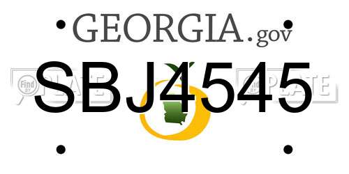 SBJ4545 Georgia License Plate