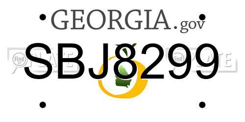 SBJ8299 Georgia License Plate