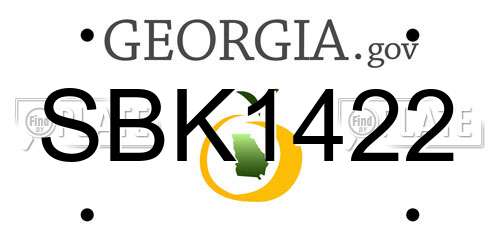 SBK1422 Georgia License Plate
