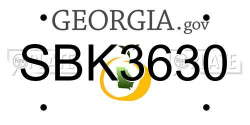 SBK3630 Georgia License Plate