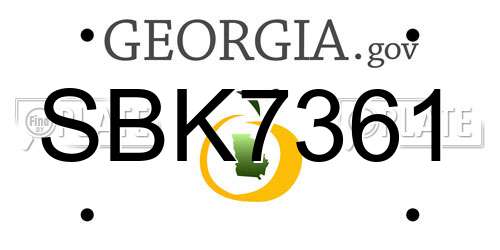 SBK7361 Georgia License Plate