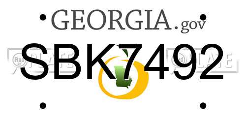 SBK7492 Georgia License Plate