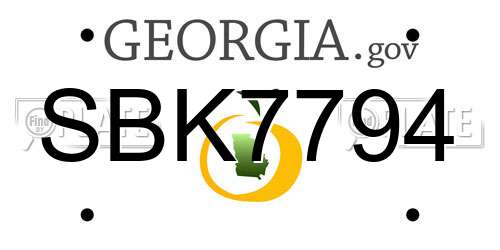 SBK7794 Georgia License Plate