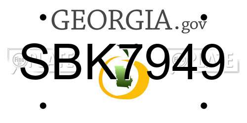 SBK7949 Georgia License Plate