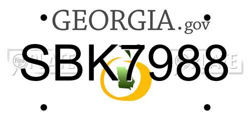 SBK7988 Georgia License Plate