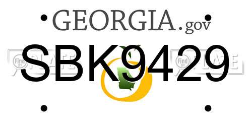 SBK9429 Georgia License Plate