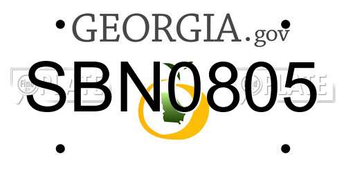 SBN0805 Georgia License Plate