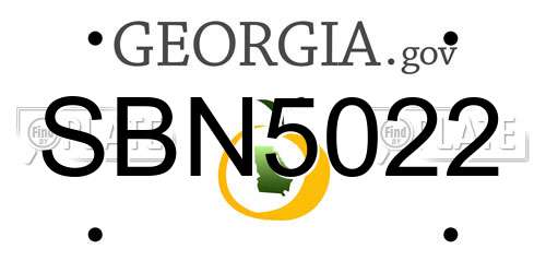 SBN5022 Georgia License Plate