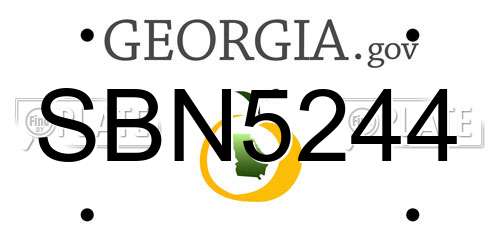 SBN5244 Georgia License Plate