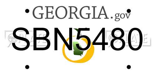 SBN5480 Georgia License Plate