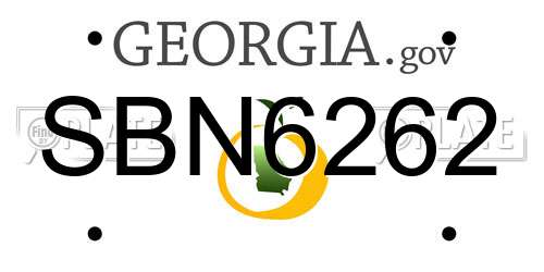 SBN6262 Georgia License Plate
