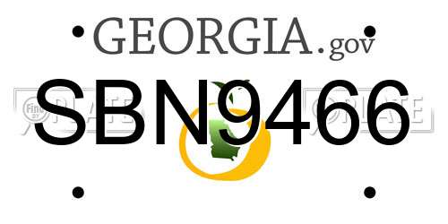 SBN9466 Georgia License Plate
